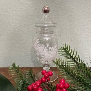 Vintagee Viking etched apothecary jar with lid